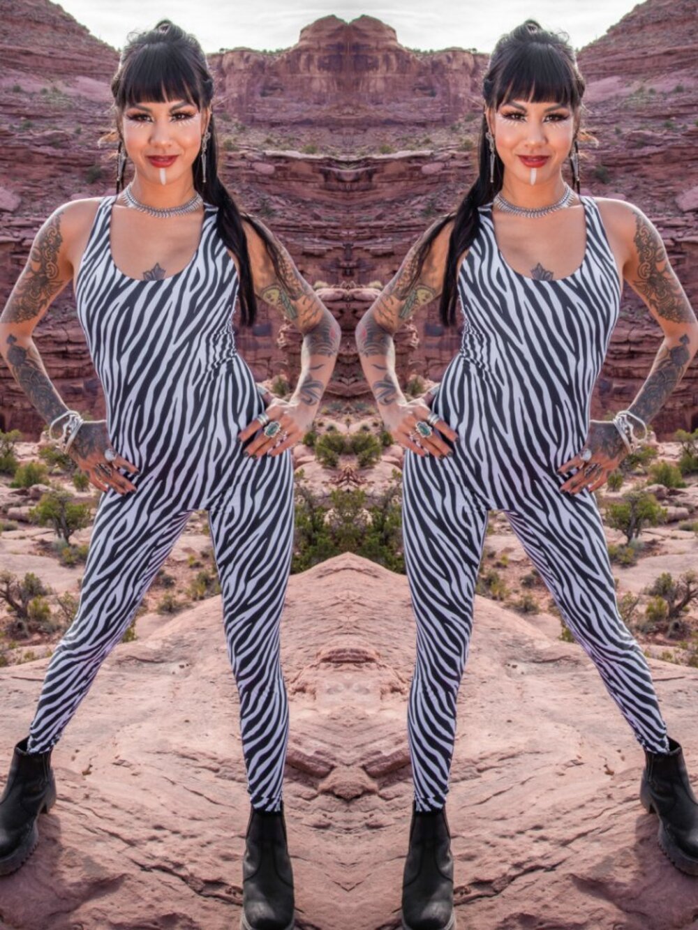 Zebra Catsuit, Animal Print Jumpsuit - Warrior Within Designs